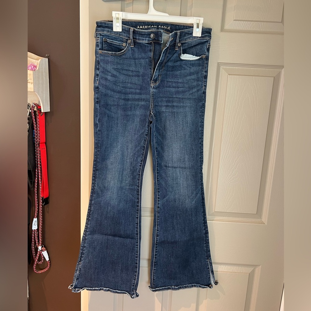 American Eagle super high-rise next level stretch flare jeans. Size 10.